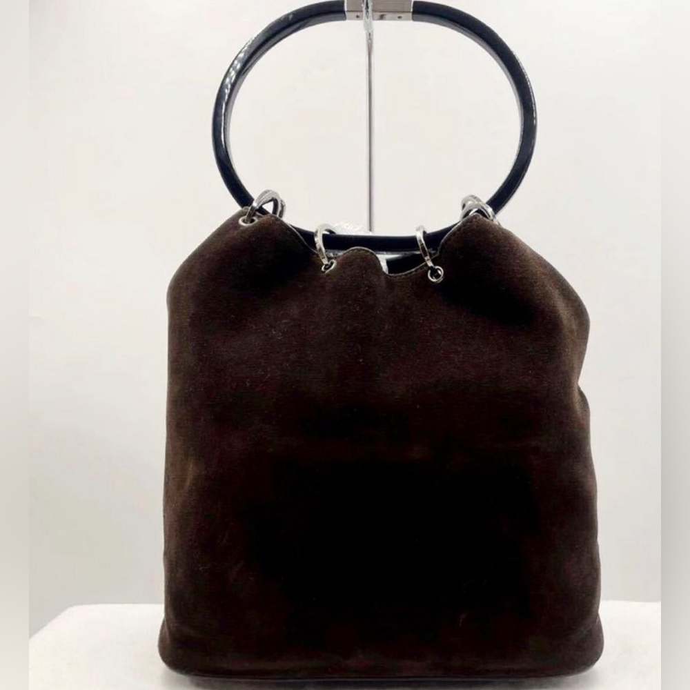 GUCCI BY TOM FORD BROWN VELVET BUCKET BAG 1999 90s minimalist